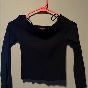 Princess Polly Black Long Off-Shoulder Top